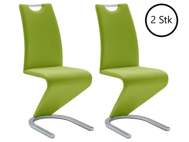 Esszimmerstuhl >Pupik I< (2er Set) in Lime aus Metall - 45x102x62cm (BxHxT)