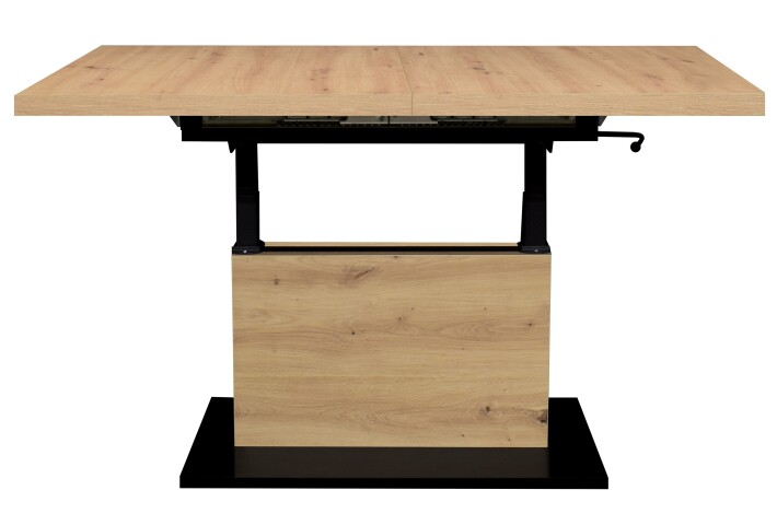 Couchtisch >Lift< verstellbar,  Asteiche Dekor / schwarz - 120/160x56/75x70cm (BxHxT)