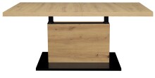 Couchtisch >Lift< verstellbar,  Asteiche Dekor / schwarz - 120/160x56/75x70cm (BxHxT)