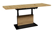 Couchtisch >Lift< verstellbar,  Asteiche Dekor / schwarz - 120/160x56/75x70cm (BxHxT)