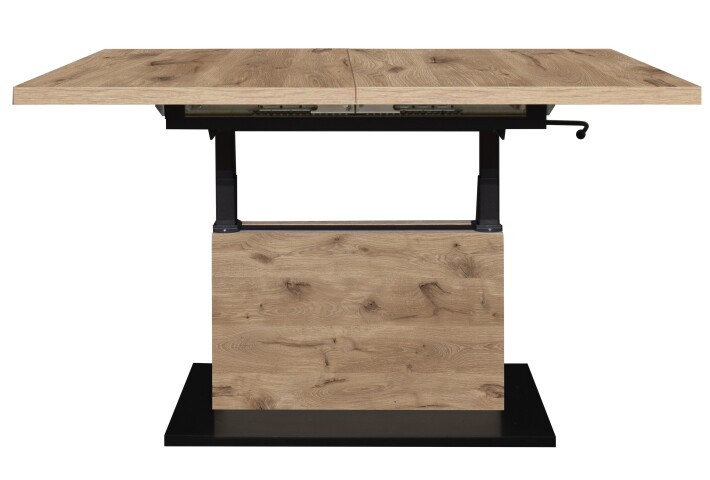 Couchtisch >Lift< verstellbar, viking oak Dekor / schwarz - 120/160x59/75x60cm (BxHxT)