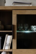 Highboard >GRENO< in natur geölt, Wildeiche teilmassiv - 112x142x40cm (BxHxT)