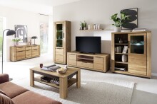 Couchtisch >GRENO< in Wildeiche Nachbildung - 115x46x65 (BxHxT)