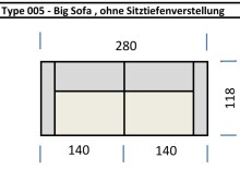 Big-Sofa >Wolve< Kopfteilverstellung, 2 Kissen, Cord dunkelgrau - 280x108x118cm (BxHxT)