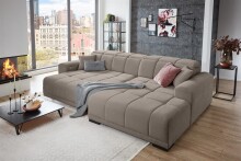 Wohnlandschaft >Puppet< Kopfteilverstellung, Sitzverstellung, taupe - 301x113x195cm (BxHxT)
