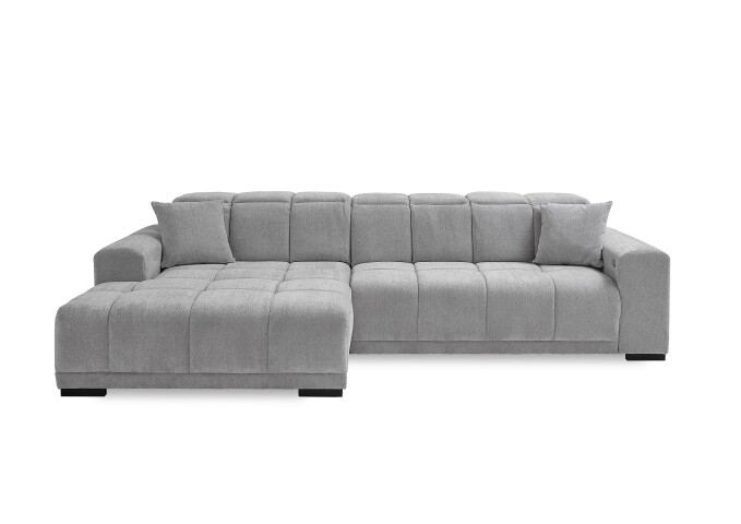 Wohnlandschaft >Puppet< Kopfteilverstellung, 2 Kissen, silbergrau - 301x113x195cm (BxHxT)