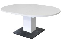 Kulissentisch >Judd< rund ausziehbar bis 144cm, weiss / schwarzstahl - 104/144x76 (D/BxH)