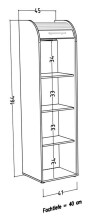 Jalousieschrank >Organizer< 3 Böden, schwarzstahl Dekor / silber - 45x164x40 (BxHxT)