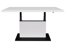 Couchtisch >Lift< höhenverstellbar, weiss / schwarz - 120x49/68x70cm (BxHxT)