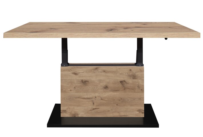 Couchtisch >Lift< höhenverstellbar, viking oak Dekor / schwarz - 120x49/68x70cm (BxHxT)
