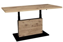 Couchtisch >Lift< höhenverstellbar, viking oak Dekor / schwarz - 120x49/68x70cm (BxHxT)