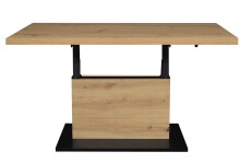 Couchtisch >Lift< höhenverstellbar, Asteiche Dekor / schwarz - 120x49/68x70cm (BxHxT)