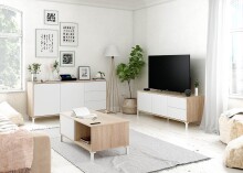 TV-Board >BROOKLYN< in Canadian Eiche/Artik White - 130x47x41 (BxHxT)