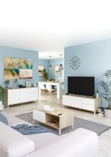 Wohnzimmer-Set >BROOKLYN< in Canadian Eiche/Artik Weiß - 130x47x41 (BxHxT)