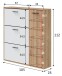 Schuhschrank >CLASS< 3 Klappen, 1 Tür, Nodi Eiche Dekor /Artik Weiß - 105x112x24 (BxHxT)