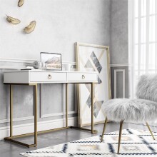 Konsolentisch >Majvi< in Weiß, MDF/Metall - 106x79x50cm (BxHxT)