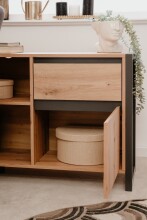Eckschreibtisch >Denver< 1 Türe, 1 Schub, Dekor Artisan Eiche  / anthrazit - 139x75x139 (B/H/T)