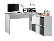 Regal-Schreibtisch >ADAPTA PLUS< 2 Türen, Fächer, in Artik Weiß / Zementgrau - 136x74x139 (BxHxT)