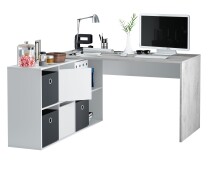 Regal-Schreibtisch >ADAPTA PLUS< 2 Türen, Fächer, in Artik Weiß / Zementgrau - 136x74x139 (BxHxT)