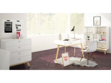 Schreibtisch >Janne< 2 Schubladen, in Weiß und Eiche - 120x79x50cm (BxHxT)