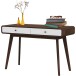 Schreibtisch >Janne< 2 Schubladen, in Walnuss braun und weiss - 120x79x50cm (BxHxT)