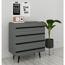 Kommode >Oskar< in Grau - 80x88x39cm (BxHxT)