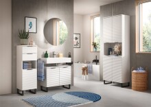Badezimmerspiegelschrank >Riff< in Weiß - 70x70x18cm (BxHxT)