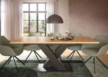 Kulissentisch >Motion< ausziehbar bis 190cm, Grau / Artisan Eiche - 150/190x76x90cm (BxHxT)