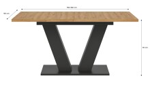 Kulissentisch >Motion< ausziehbar bis 190cm, Grau / Artisan Eiche - 150/190x76x90cm (BxHxT)