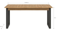 Kulissentisch >Seattle< ausziehbar bis 190cm, Grau / Artisan - 150/190x76x90 (BxHxT)