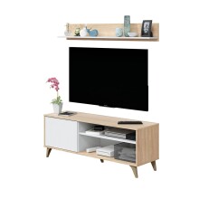 Wohnzimmer-Set >KIKUA PLUS< (4-Teilig) in Canadian Eiche/Artik Weiß - 135x50x40 (BxHxT)