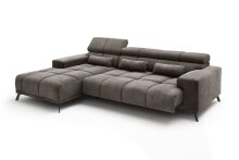 Wohnlandschaft >Starlett< elektr. Sitztiefenverstellung, 3 Kissen, dunkelgrau - 285x99x201 BxHxT