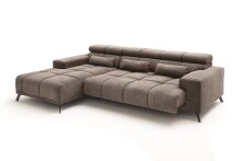 Wohnlandschaft >Starlett< elektr. Sitztiefenverstellung, 3 Kissen, dunkelgrau - 285x99x201 BxHxT