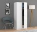 Kleiderschrank >LC-180< 2 Türen, Kleiderstange, Ablageboden, Weiß - 81x180x52 (BxHxT)