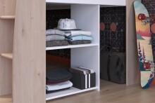 Kinderzimmer-Set >Lucas 11< 2-teilig, Weiss / Eiche Dekor, Hochbett mit Kleiderschrank