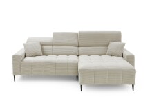 Wohnlandschaft >Stanislaw< elektr. Sitztiefenverstellung, Cord taupe - 256x100x180cm (BxHxT)