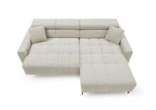 Wohnlandschaft >Stanislaw< elektr. Sitztiefenverstellung, Cord taupe - 256x100x180cm (BxHxT)