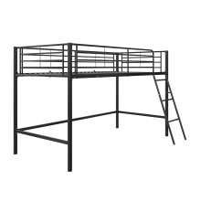 Hochbett >Tore< in Schwarz, Metall - 207x129x130cm...