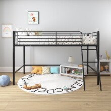 Hochbett >Tore< in Schwarz, Metall - 207x129x130cm (BxHxT)