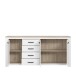 Kommode >ELARA< in Weiss Matt/ Bianco Eiche - 206x95,7x42,2cm (BxHxT)