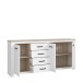Kommode >ELARA< in Weiss Matt/ Bianco Eiche - 206x95,7x42,2cm (BxHxT)