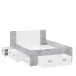 Stauraumbett >Bob< in Betonoptik Lichtgrau / Weiss  - 203,6x86x143,4cm (BxHxT)
