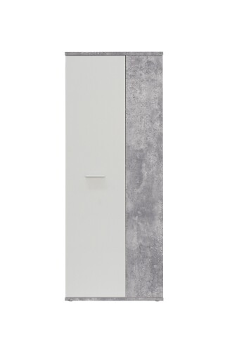 Schuhschrank >NET106< in Betonoptik Lichtgrau / Weiss - 68,9x179,1x34,8 (BxHxT)