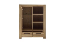 Highboard >SILIAS< in Wildeiche geölt, Wildeiche teilmassiv - 109x140x45cm (BxHxT)