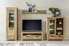 Highboard >SILIAS< in Wildeiche geölt, Wildeiche teilmassiv - 109x140x45cm (BxHxT)