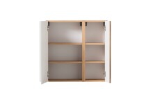 Hängeschrank >Paris< in weiß, Wotaneiche, MDF - 65x64x20cm (BxHxT)
