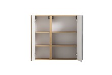 Hängeschrank >Paris< in betongrau, wotaneiche, MDF - 65x64x20cm (BxHxT)