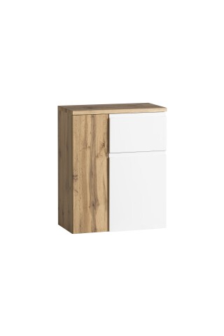 Unterschrank >Paris< in weiß, wotaneiche, MDF - 65x79x35cm (BxHxT)