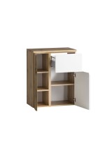 Unterschrank >Paris< in weiß, wotaneiche, MDF - 65x79x35cm (BxHxT)