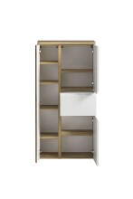 Midischrank >Paris< in weiß/ Wotaneiche, MDF - 65x130x35cm (BxHxT)